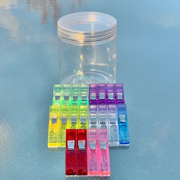 Plastic Push Pin Clips, Colorful Clear ~ 20 Pieces, Variety Colors - Picture 2 of 4